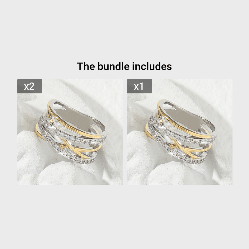 Bague Éternité Luxueuse en Zirconium – Plaqué Or 18K, Idéale pour Mariage, Fiançailles, Soirées, Cadeau pour Femmes et Filles