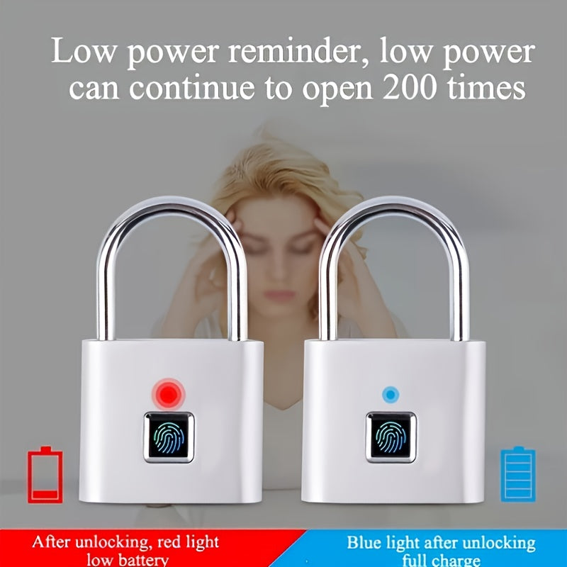 Cadenas Intelligent Compact à Empreinte Digitale – Étanche, Sans Clé, Rechargeable USB, Aluminium Léger – Idéal pour Bagages, Valises et Sacs à Dos
