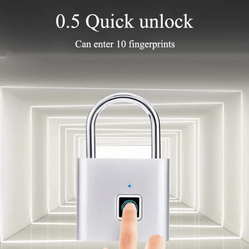 Cadenas Intelligent Compact à Empreinte Digitale – Étanche, Sans Clé, Rechargeable USB, Aluminium Léger – Idéal pour Bagages, Valises et Sacs à Dos