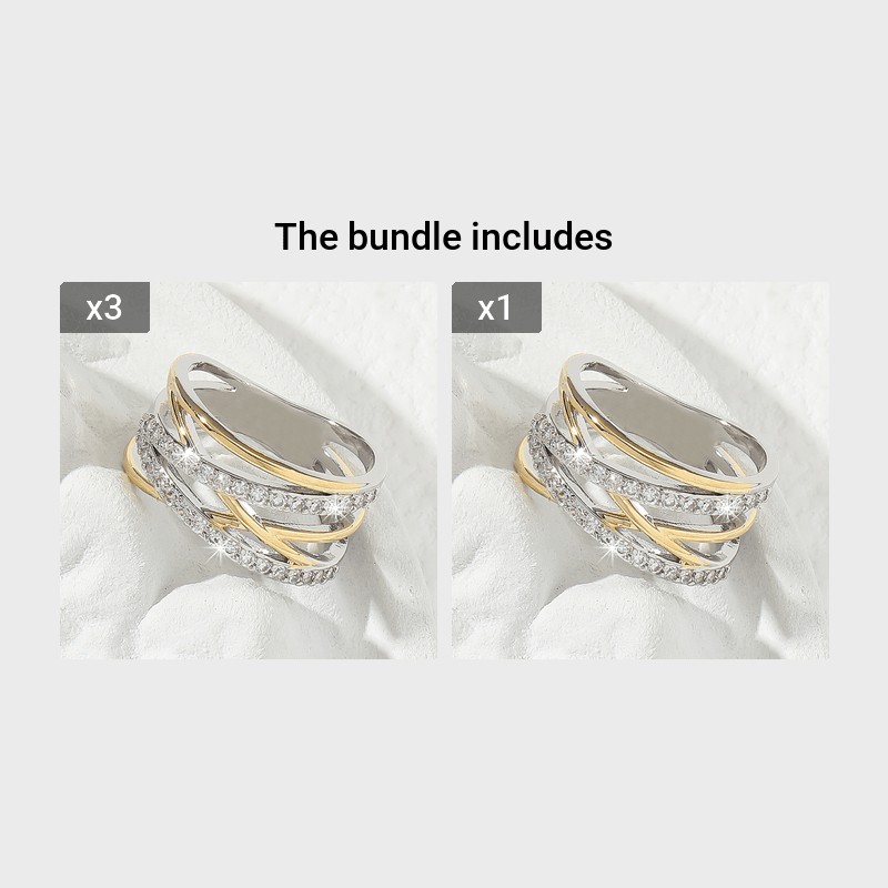 Bague Éternité Luxueuse en Zirconium – Plaqué Or 18K, Idéale pour Mariage, Fiançailles, Soirées, Cadeau pour Femmes et Filles