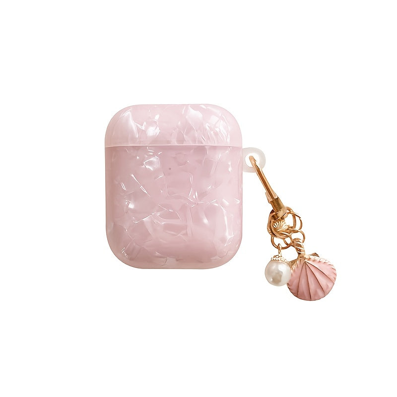 Coque Motif Coquillage Rose – Avec Pendentif Coquillage, Coque Protectrice Durable pour AirPods Pro 2, AirPods 1/2 et AirPods 3