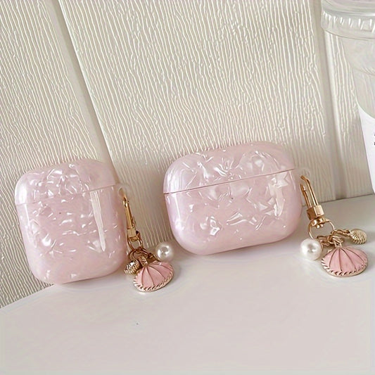 Coque Motif Coquillage Rose – Avec Pendentif Coquillage, Coque Protectrice Durable pour AirPods Pro 2, AirPods 1/2 et AirPods 3