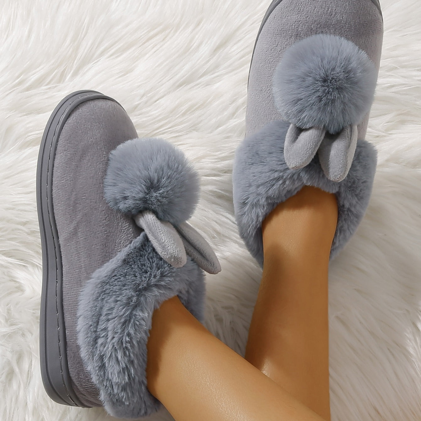 Chaussons d’Intérieur pour Femmes – Peluche Lapin Mignonne