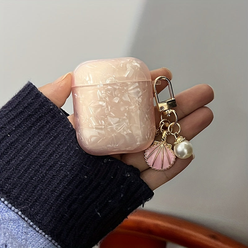 Coque Motif Coquillage Rose – Avec Pendentif Coquillage, Coque Protectrice Durable pour AirPods Pro 2, AirPods 1/2 et AirPods 3
