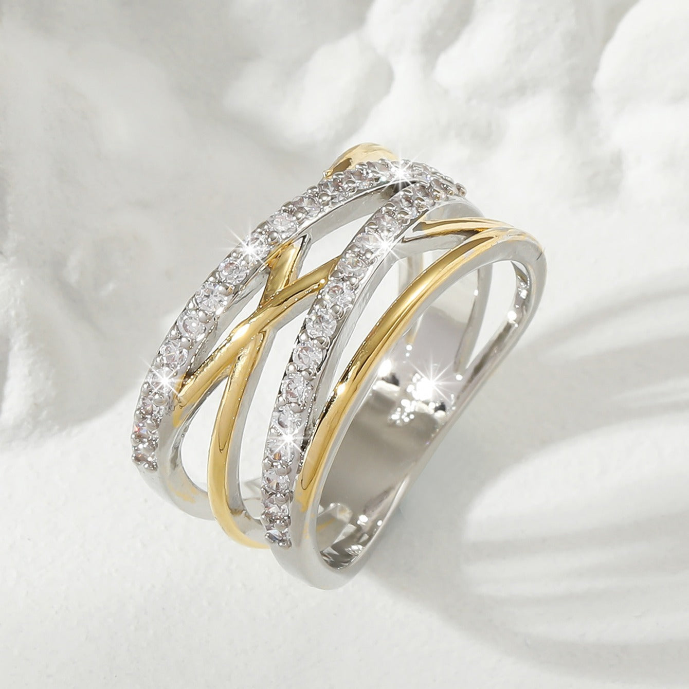 Bague Éternité Luxueuse en Zirconium – Plaqué Or 18K, Idéale pour Mariage, Fiançailles, Soirées, Cadeau pour Femmes et Filles