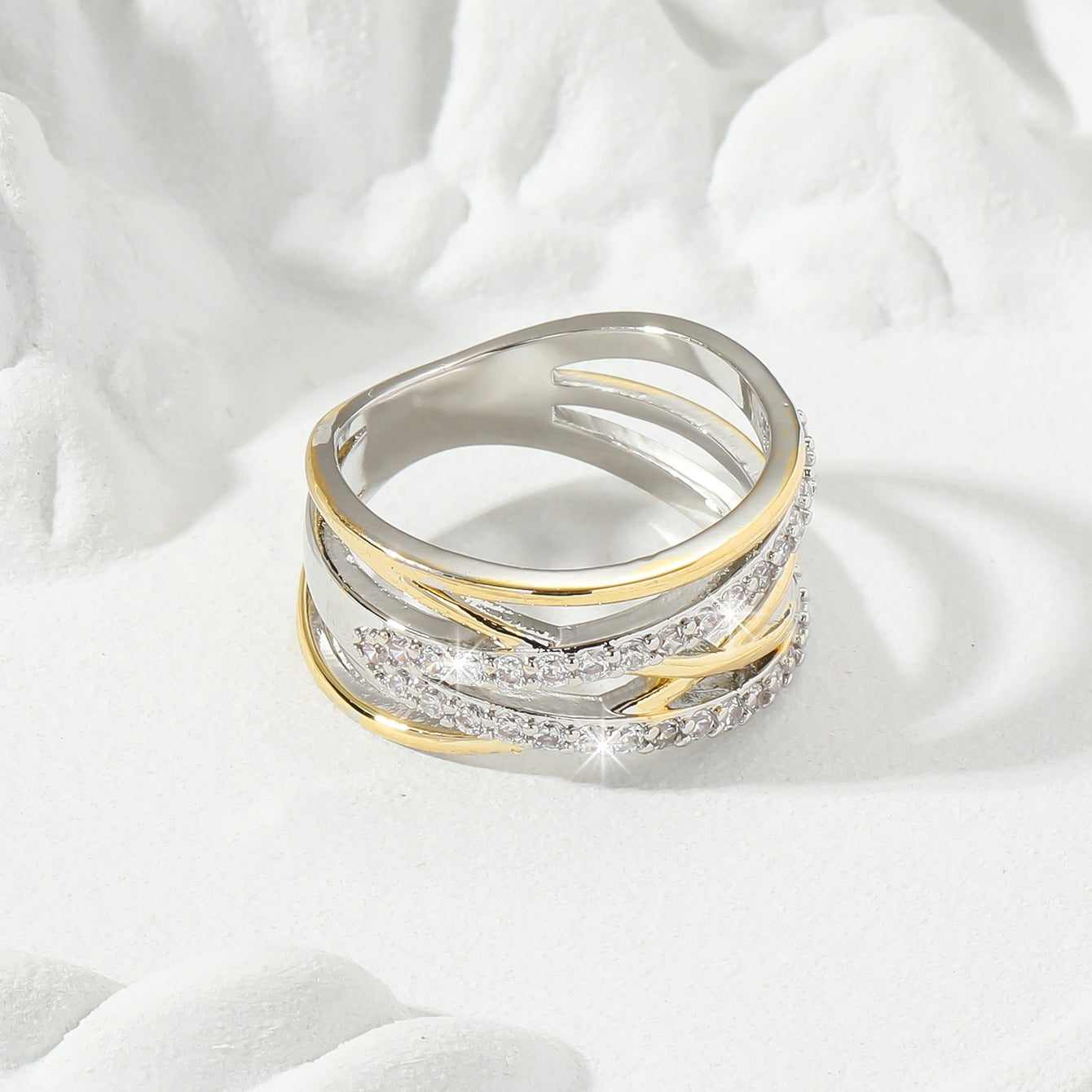 Bague Éternité Luxueuse en Zirconium – Plaqué Or 18K, Idéale pour Mariage, Fiançailles, Soirées, Cadeau pour Femmes et Filles