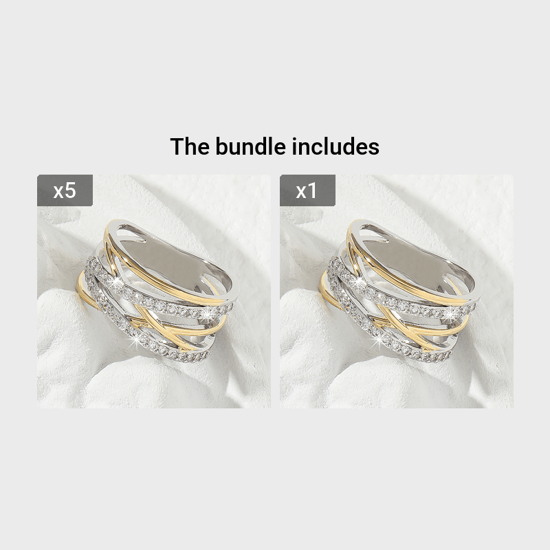 Bague Éternité Luxueuse en Zirconium – Plaqué Or 18K, Idéale pour Mariage, Fiançailles, Soirées, Cadeau pour Femmes et Filles