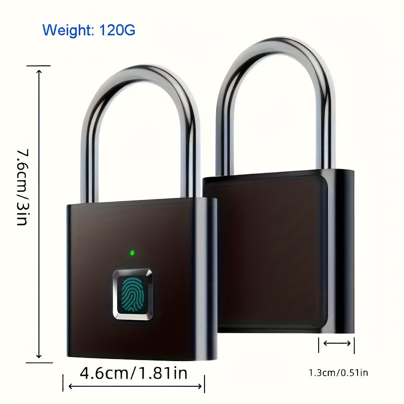 Cadenas Intelligent Compact à Empreinte Digitale – Étanche, Sans Clé, Rechargeable USB, Aluminium Léger – Idéal pour Bagages, Valises et Sacs à Dos