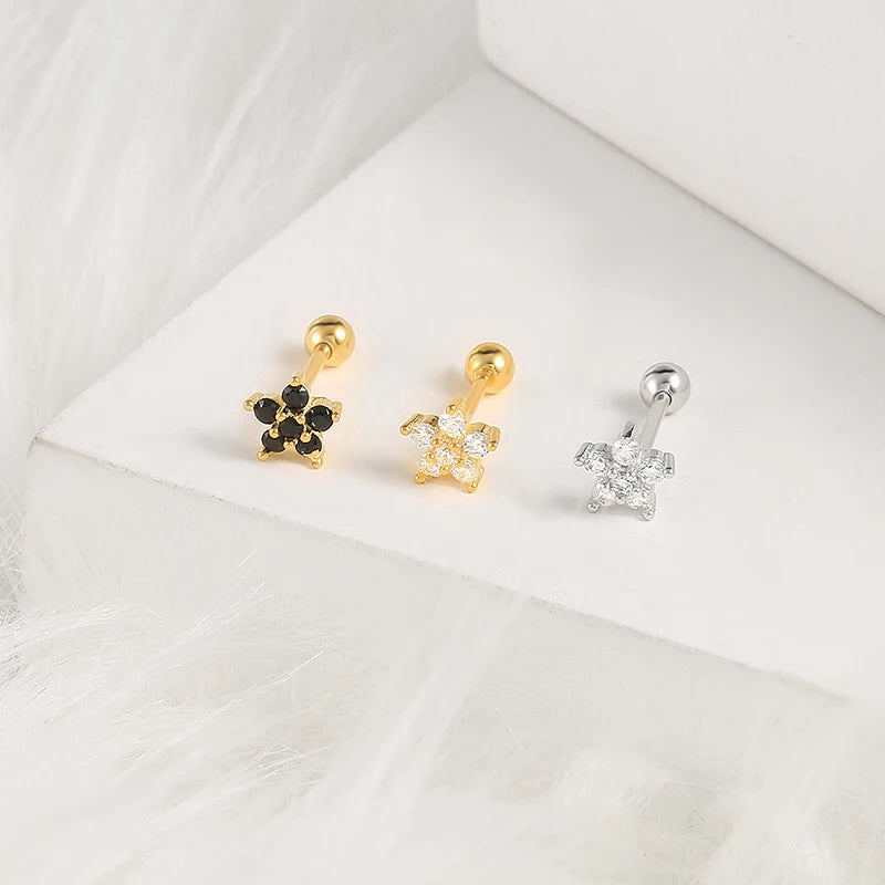 Boucles d’Oreilles CANNER en Argent 925 – Lot de 2 avec Zircon Blanc & Noir ✨