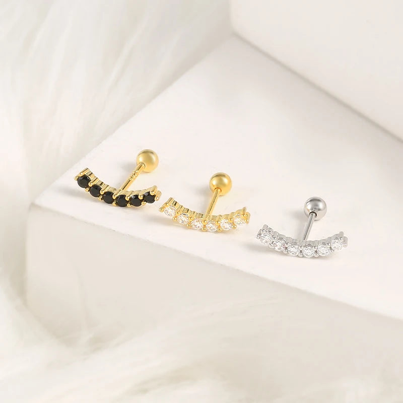 Boucles d’Oreilles CANNER en Argent 925 – Lot de 2 avec Zircon Blanc & Noir ✨
