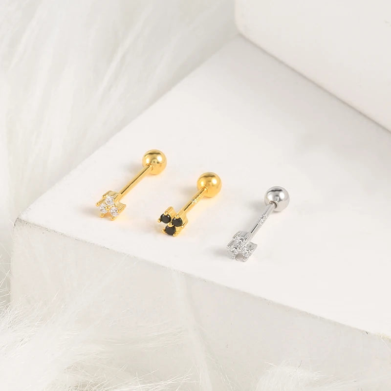 Boucles d’Oreilles CANNER en Argent 925 – Lot de 2 avec Zircon Blanc & Noir ✨