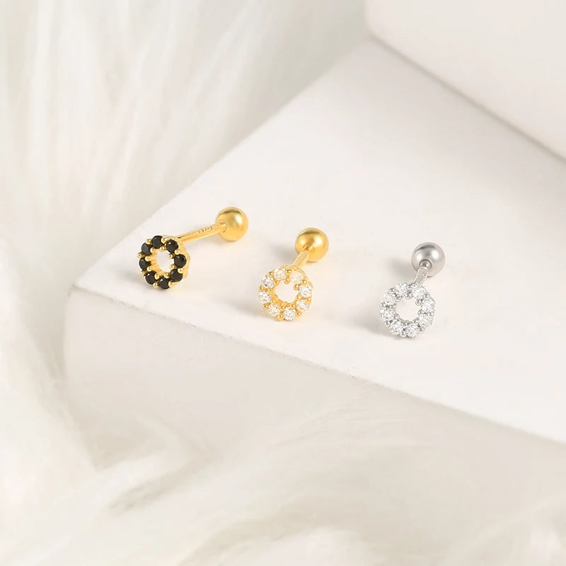 Boucles d’Oreilles CANNER en Argent 925 – Lot de 2 avec Zircon Blanc & Noir ✨
