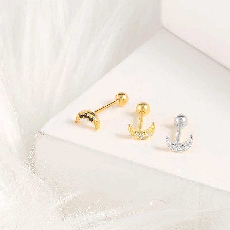 Boucles d’Oreilles CANNER en Argent 925 – Lot de 2 avec Zircon Blanc & Noir ✨