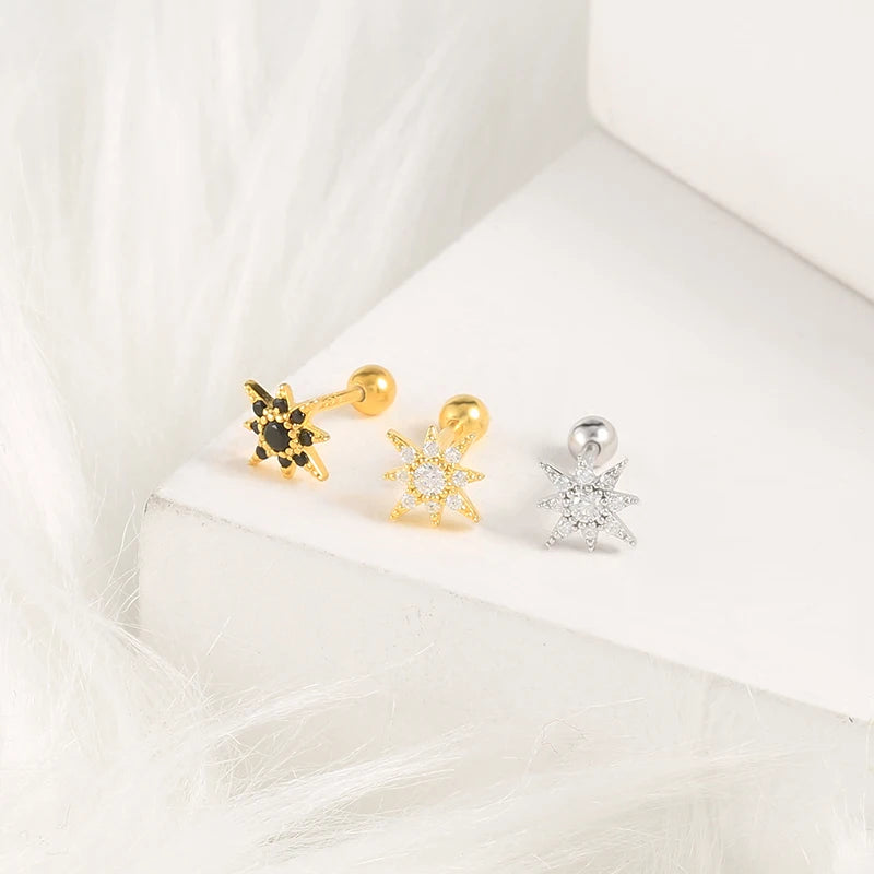 Boucles d’Oreilles CANNER en Argent 925 – Lot de 2 avec Zircon Blanc & Noir ✨