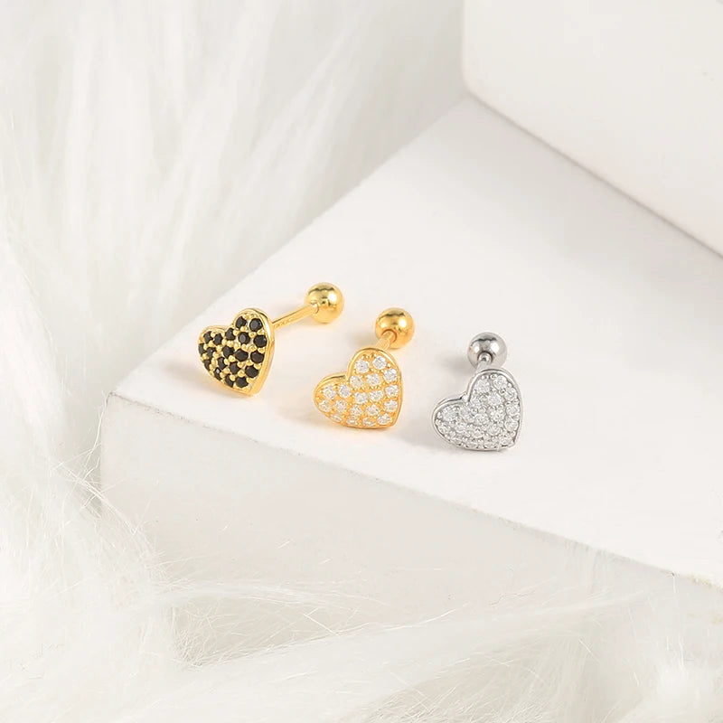 Boucles d’Oreilles CANNER en Argent 925 – Lot de 2 avec Zircon Blanc & Noir ✨