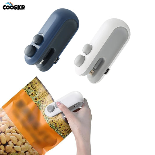 Mini Scelleuse de Sacs Portable – Appareil à Main Rechargeable 2-en-1, Scelle et Coupe Sacs Plastique pour Snacks et Aliments