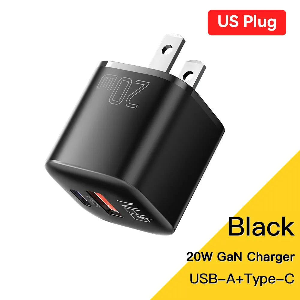 Chargeur USB-C Essager 20W GaN – Charge Rapide PD & QC 3.0 pour iPhone 14/13/12/11, iPad, Pro Max et Mini