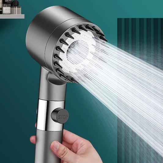 Pomme de Douche à Haute Pression – 3 Modes Réglables avec Brosse de Massage, Accessoire Salle de Bain 🚿✨