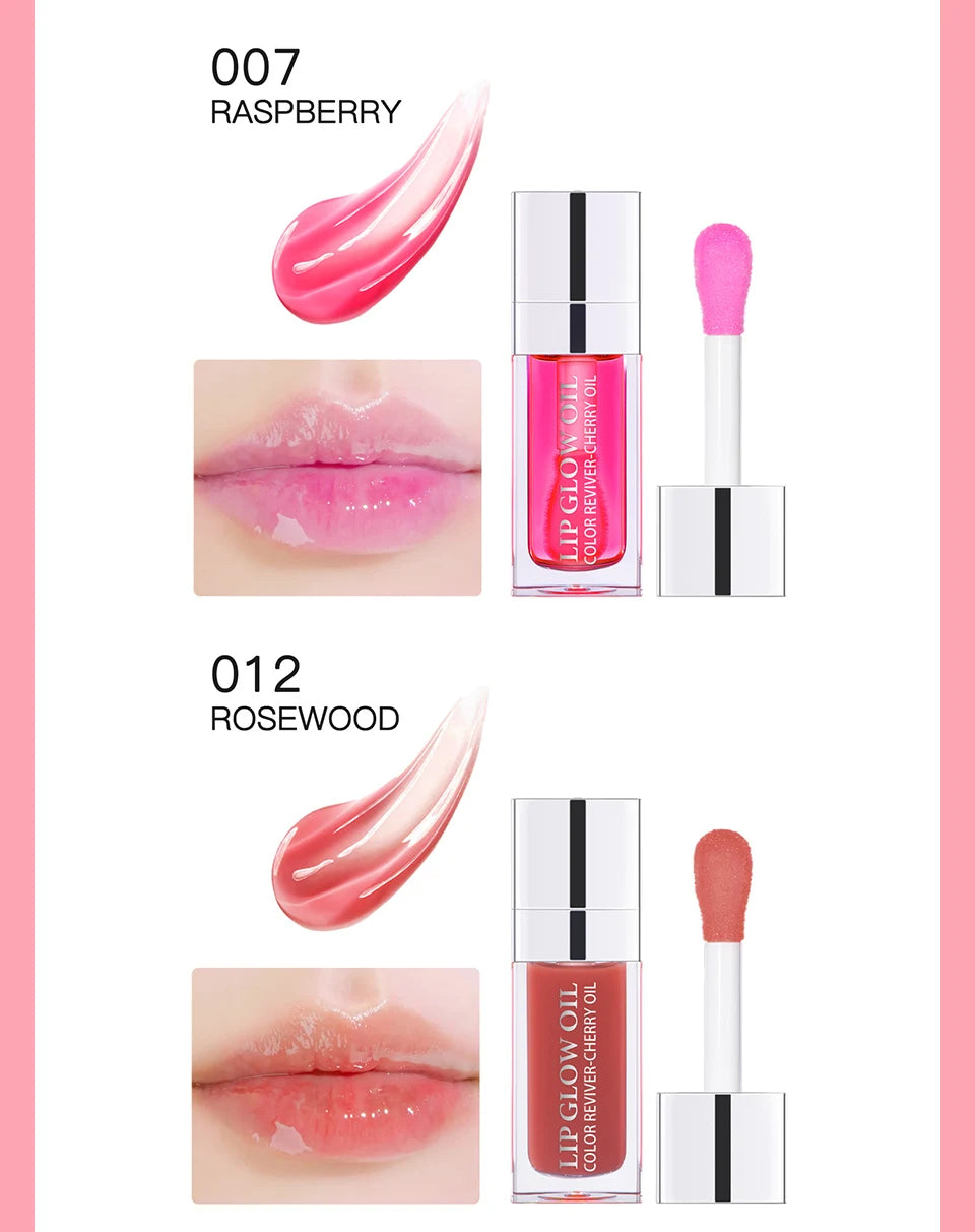 Baume à Lèvres Hydratant – Huile Gloss Originale, Soin des Lèvres, Repulpant et Exfoliant, Effet Rose et Brillant