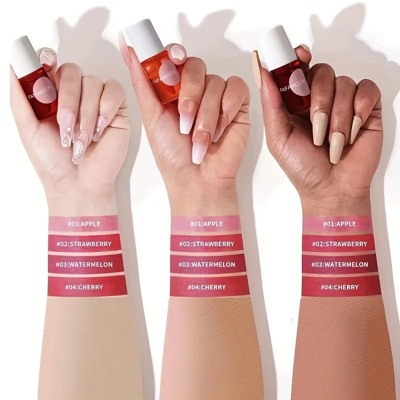 Fruity Lip Tint – Gloss Liquide Hydratant et Waterproof, Haute Pigmentation, Couleurs Vives Longue Tenue, Non Collant