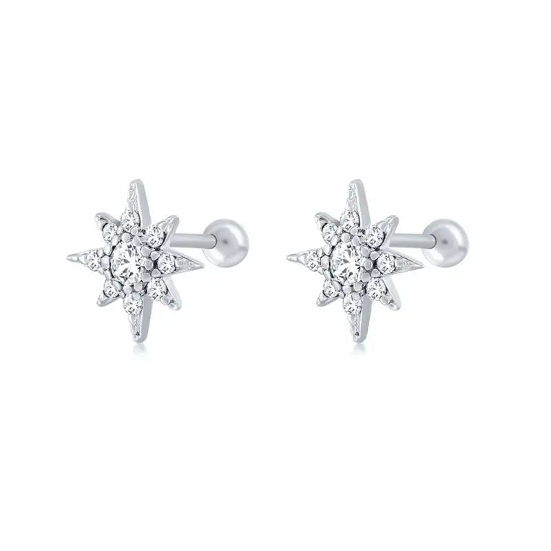 Boucles d’Oreilles CANNER en Argent 925 – Lot de 2 avec Zircon Blanc & Noir ✨