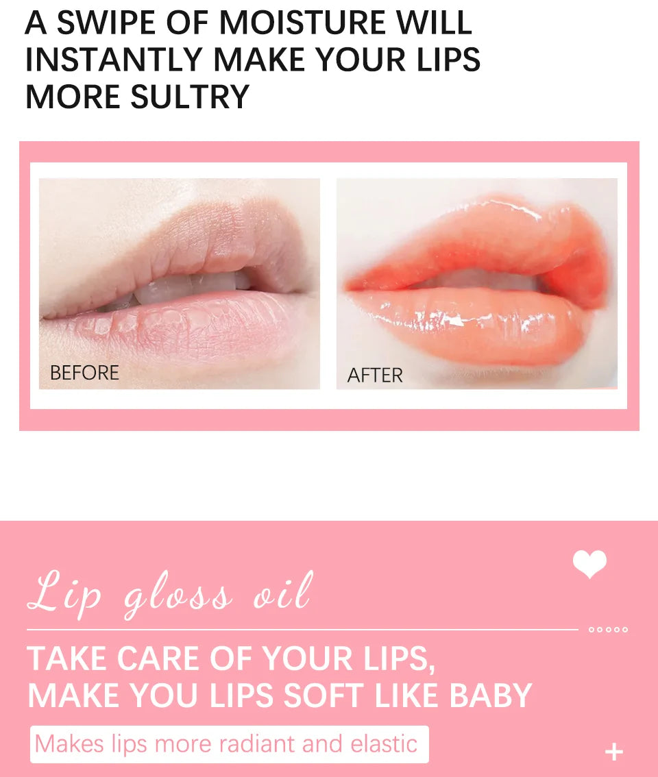 Baume à Lèvres Hydratant – Huile Gloss Originale, Soin des Lèvres, Repulpant et Exfoliant, Effet Rose et Brillant