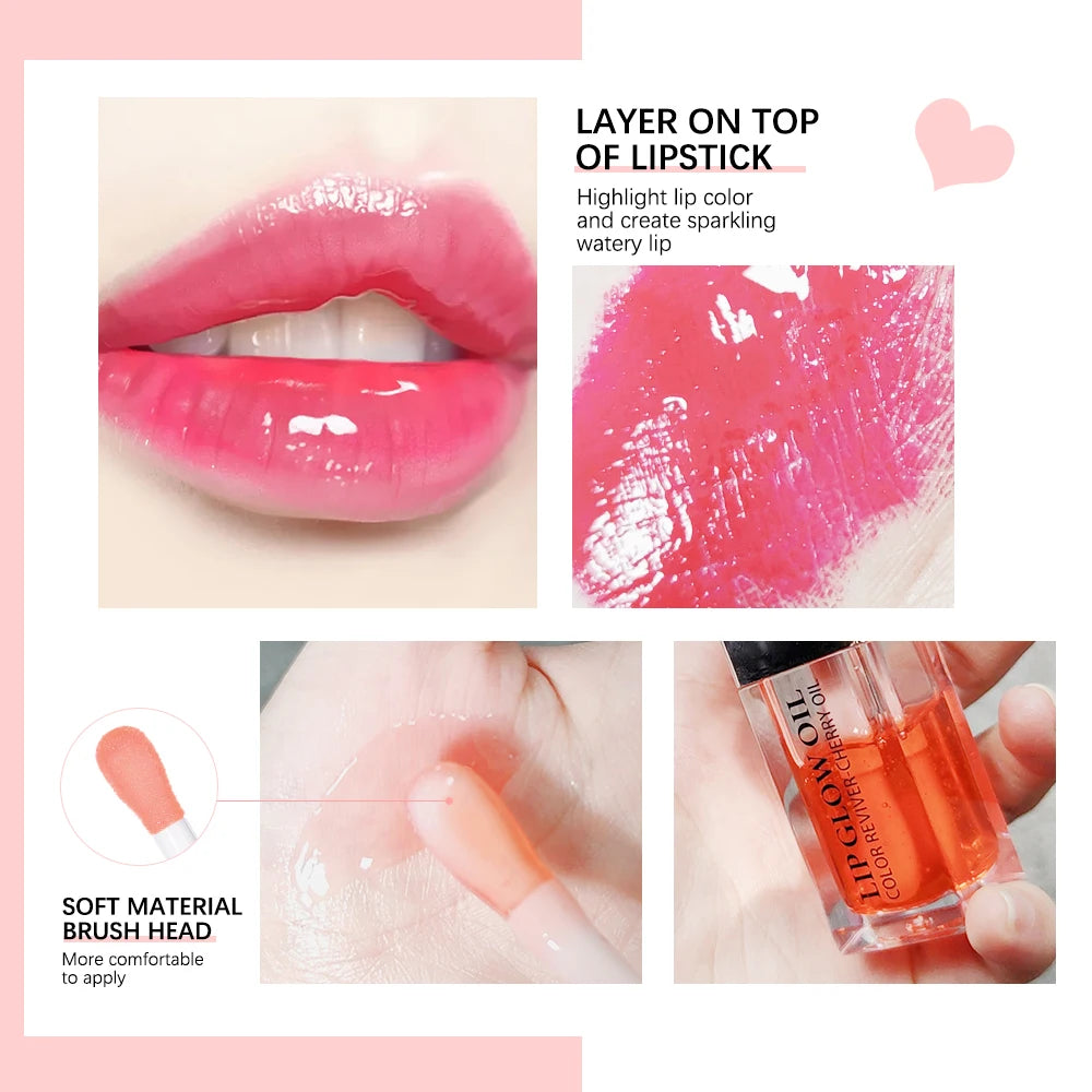 Baume à Lèvres Hydratant – Huile Gloss Originale, Soin des Lèvres, Repulpant et Exfoliant, Effet Rose et Brillant