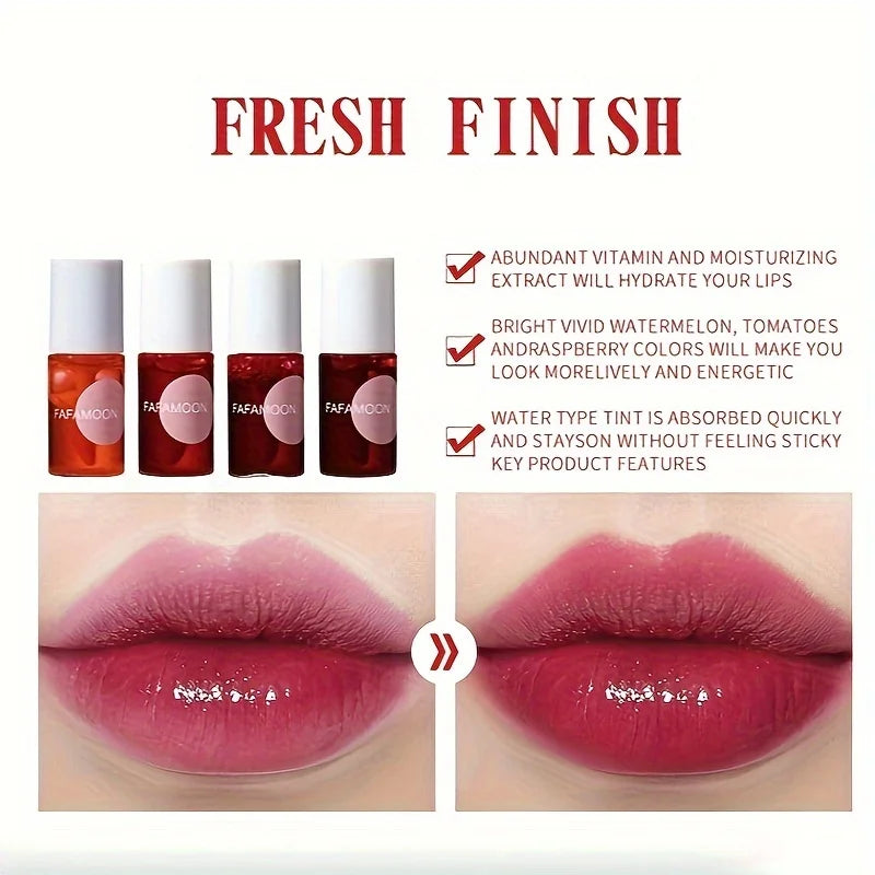 Fruity Lip Tint – Gloss Liquide Hydratant et Waterproof, Haute Pigmentation, Couleurs Vives Longue Tenue, Non Collant