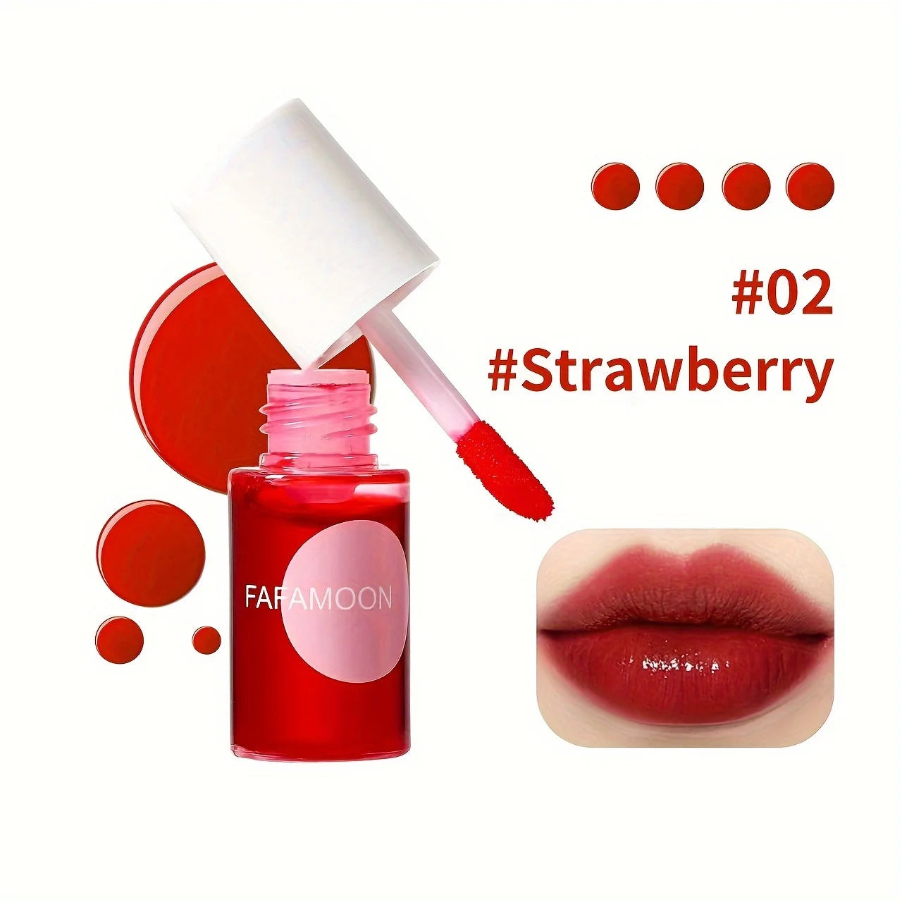Fruity Lip Tint – Gloss Liquide Hydratant et Waterproof, Haute Pigmentation, Couleurs Vives Longue Tenue, Non Collant