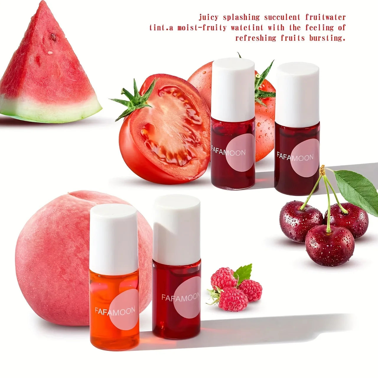 Fruity Lip Tint – Gloss Liquide Hydratant et Waterproof, Haute Pigmentation, Couleurs Vives Longue Tenue, Non Collant