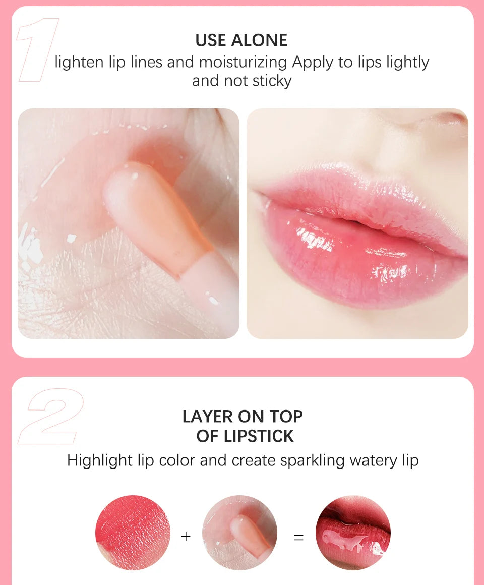 Baume à Lèvres Hydratant – Huile Gloss Originale, Soin des Lèvres, Repulpant et Exfoliant, Effet Rose et Brillant
