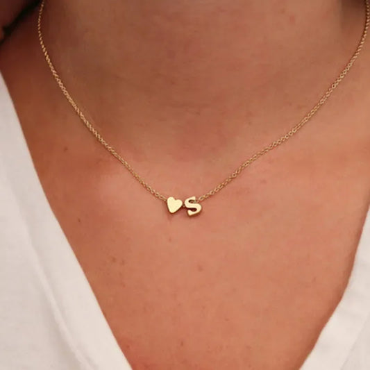 💖 Collier Cœur & Lettre Initiale SUMENG – Élégance Discrète et Personnalisée