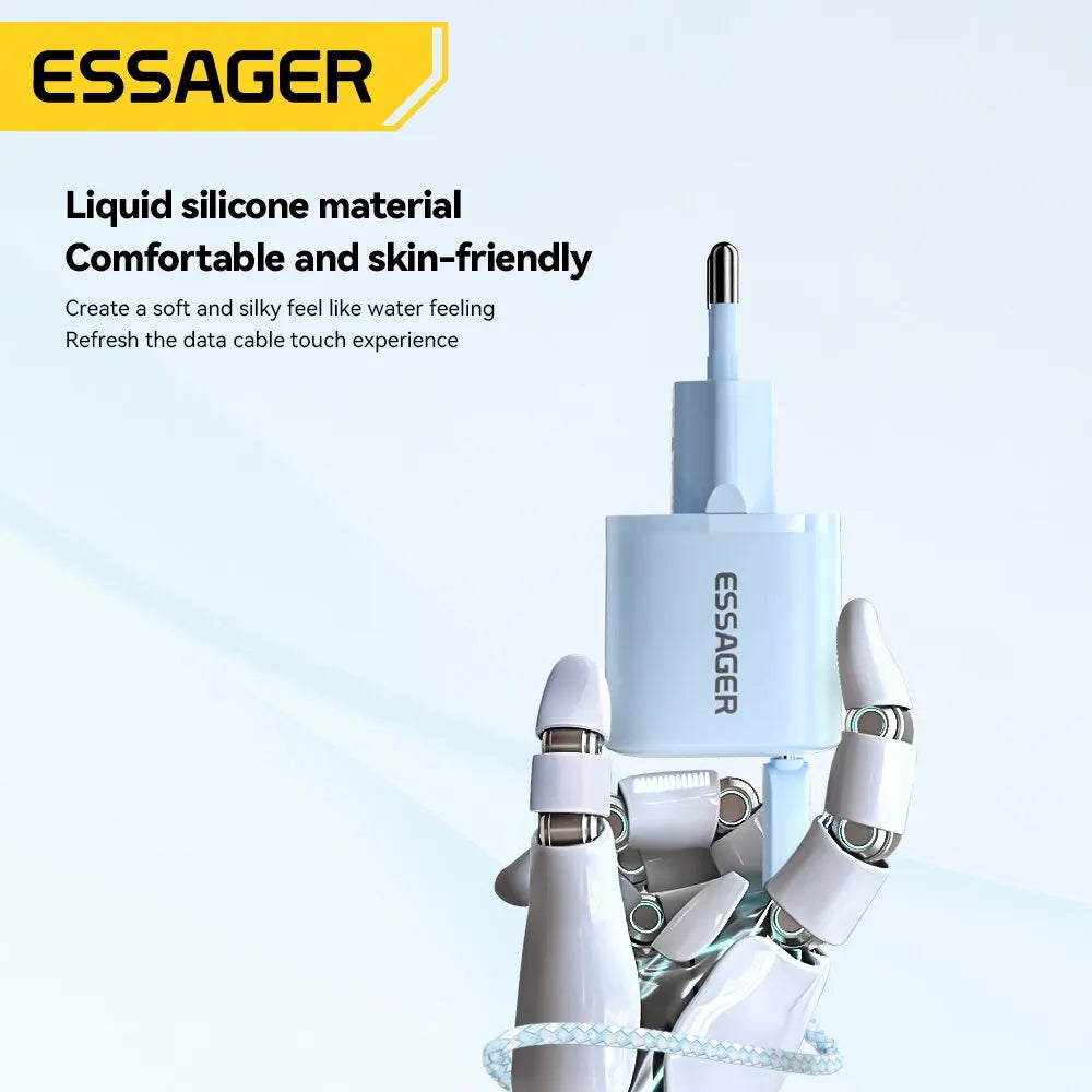 Chargeur USB-C Essager 20W GaN – Charge Rapide PD & QC 3.0 pour iPhone 14/13/12/11, iPad, Pro Max et Mini
