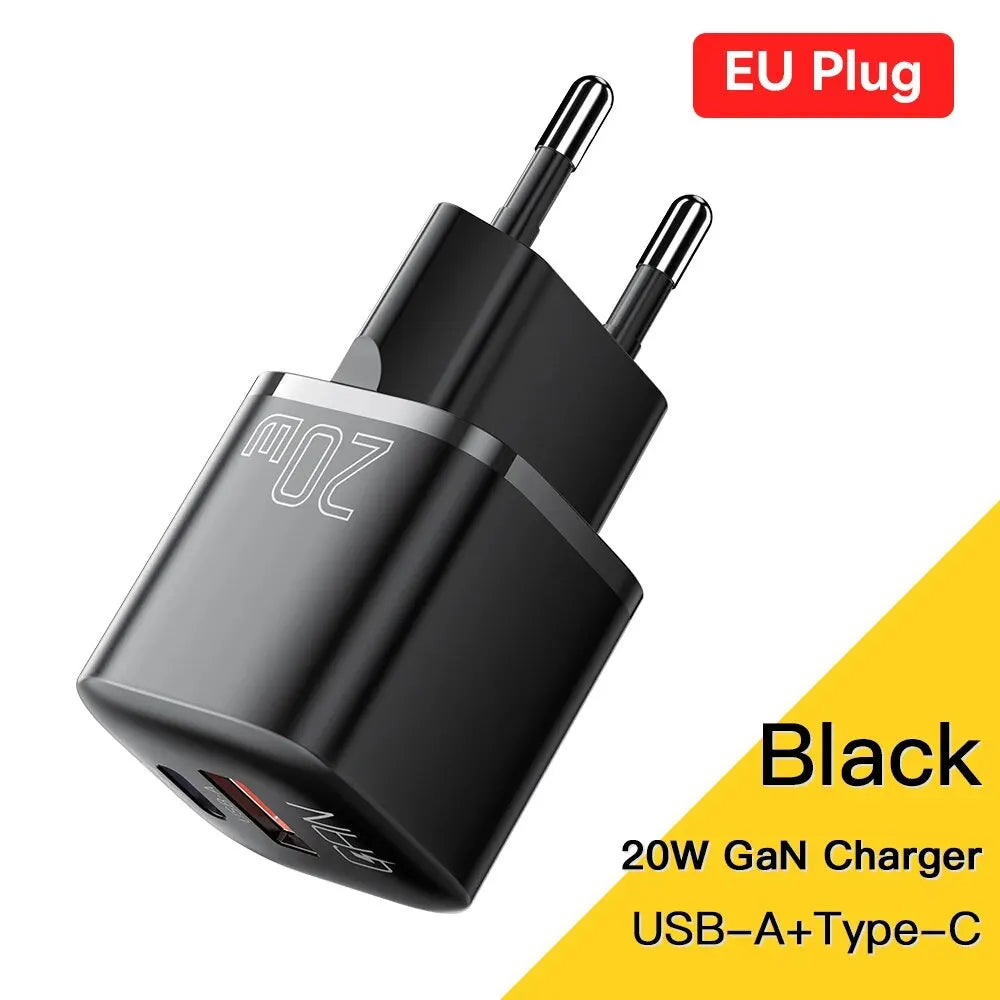 Chargeur USB-C Essager 20W GaN – Charge Rapide PD & QC 3.0 pour iPhone 14/13/12/11, iPad, Pro Max et Mini
