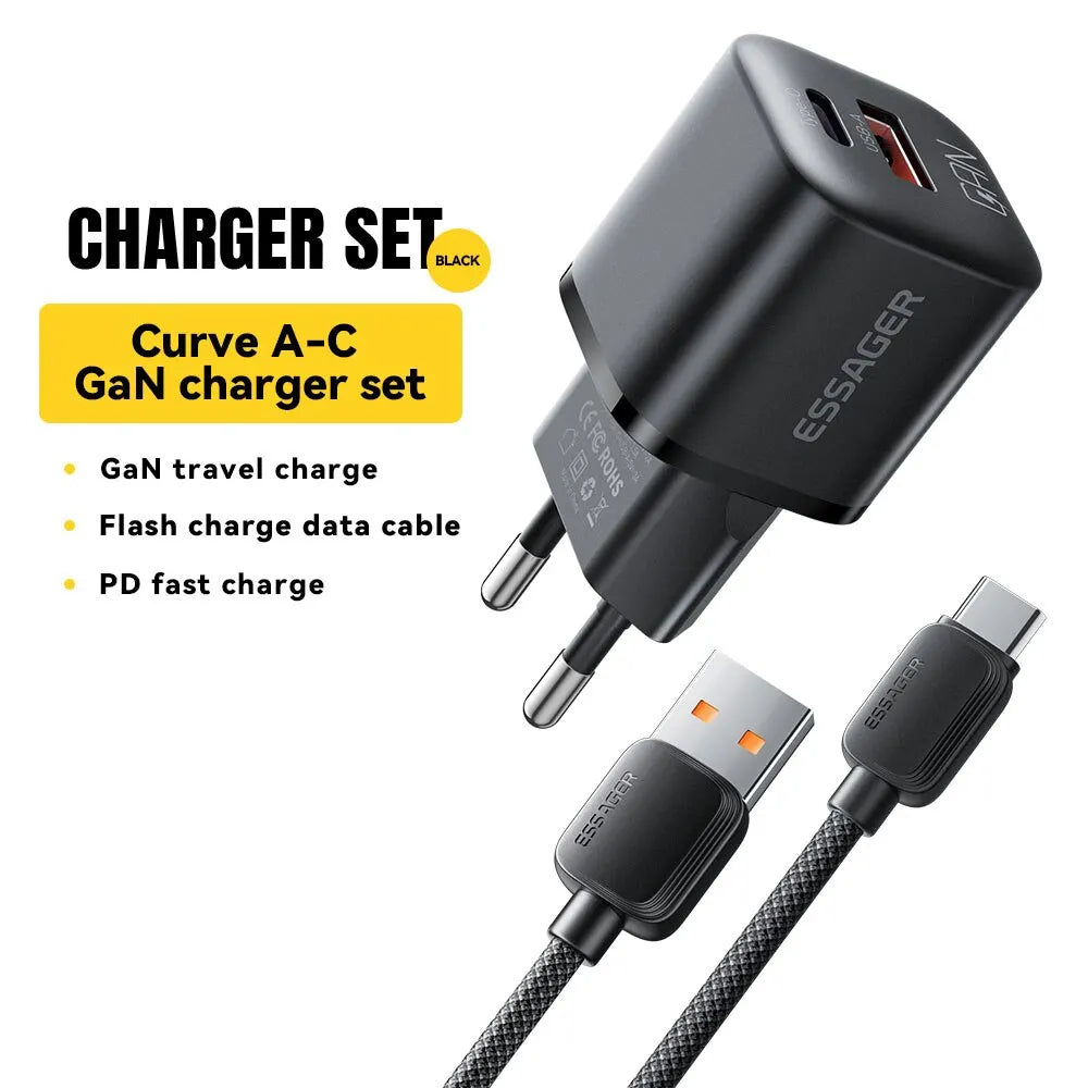 Chargeur USB-C Essager 20W GaN – Charge Rapide PD & QC 3.0 pour iPhone 14/13/12/11, iPad, Pro Max et Mini