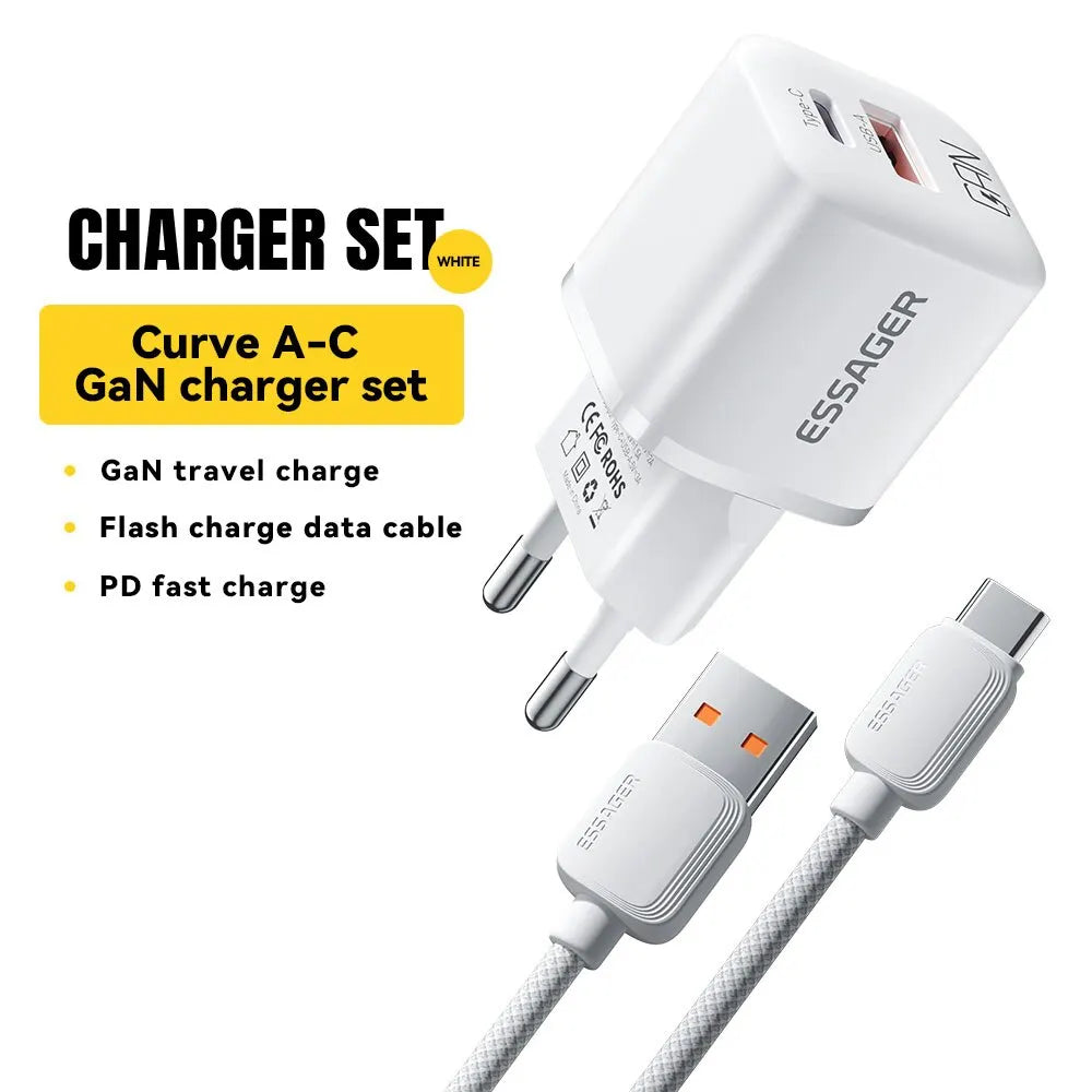 Chargeur USB-C Essager 20W GaN – Charge Rapide PD & QC 3.0 pour iPhone 14/13/12/11, iPad, Pro Max et Mini