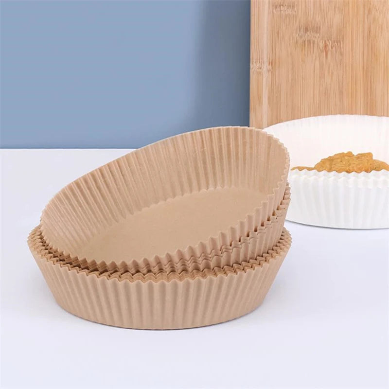 50/100 Feuilles de Papier Jetable Antiadhésif pour Airfryer – Ronds, Accessoires de Cuisine pour Friture et Cuisson
