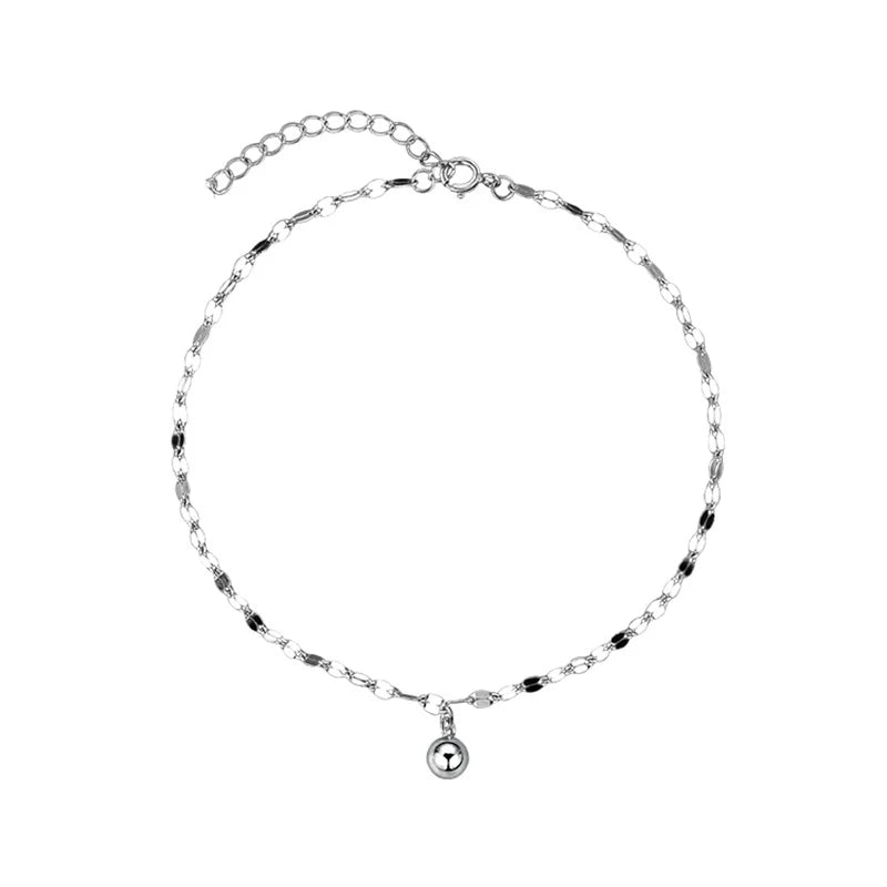 Bracelet Cheville Minimaliste Argenté – Chaînette à Perles pour Femme 🌸