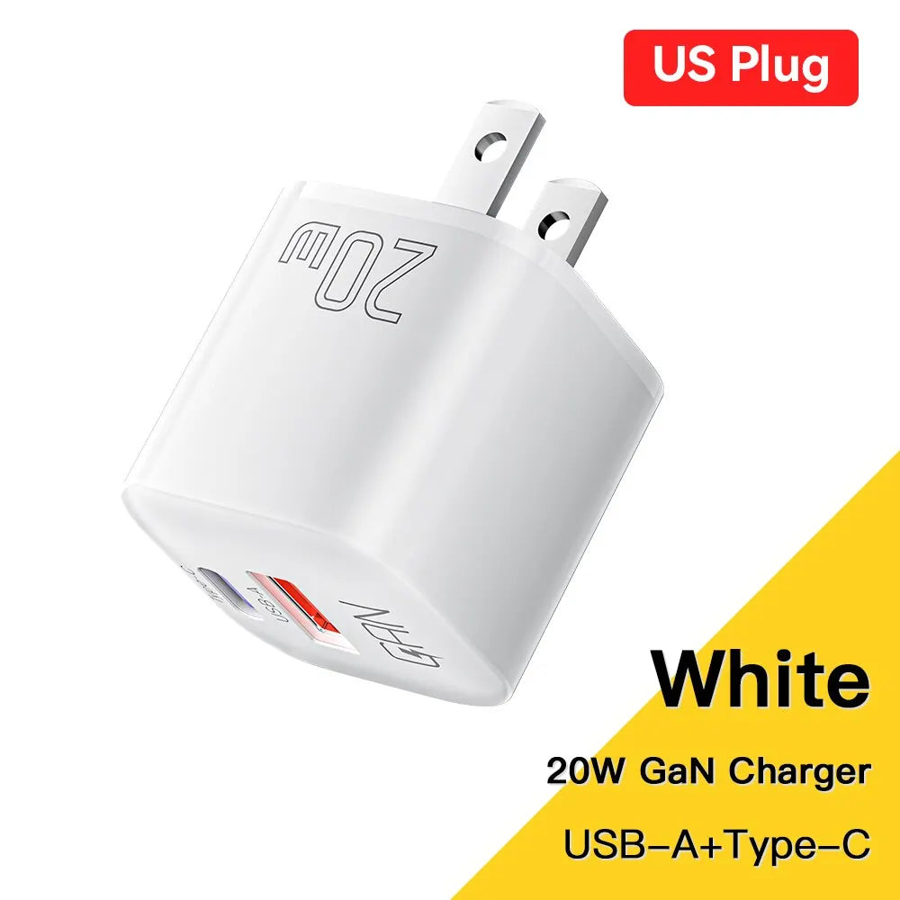 Chargeur USB-C Essager 20W GaN – Charge Rapide PD & QC 3.0 pour iPhone 14/13/12/11, iPad, Pro Max et Mini