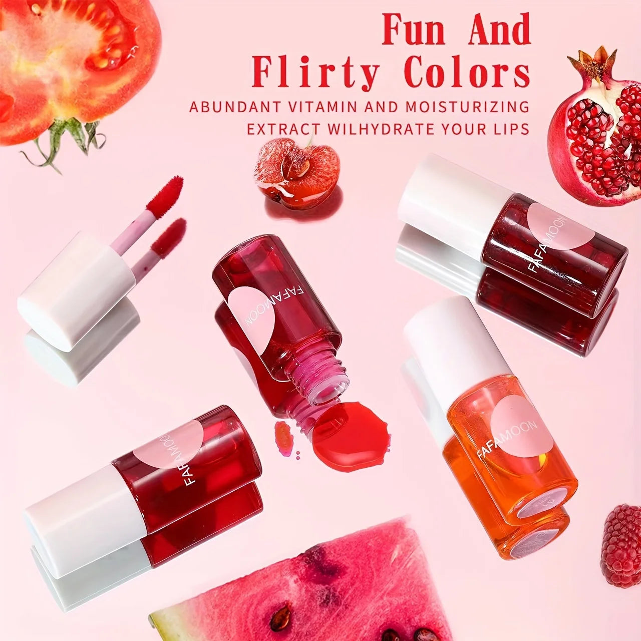 Fruity Lip Tint – Gloss Liquide Hydratant et Waterproof, Haute Pigmentation, Couleurs Vives Longue Tenue, Non Collant
