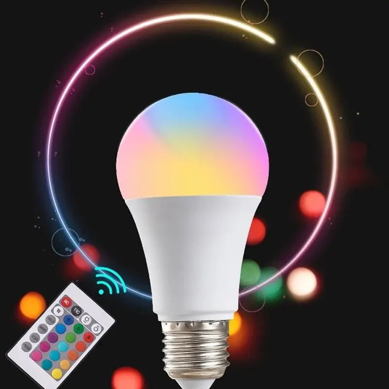 Ampoule LED RGB 16 Couleurs E27 – Multicolore Dimmable 220V avec Télécommande 24 Touches, Lampe Intelligente pour Ambiance et Éclairage Domestique