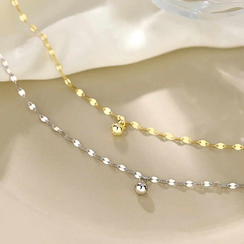 Bracelet Cheville Minimaliste Argenté – Chaînette à Perles pour Femme 🌸