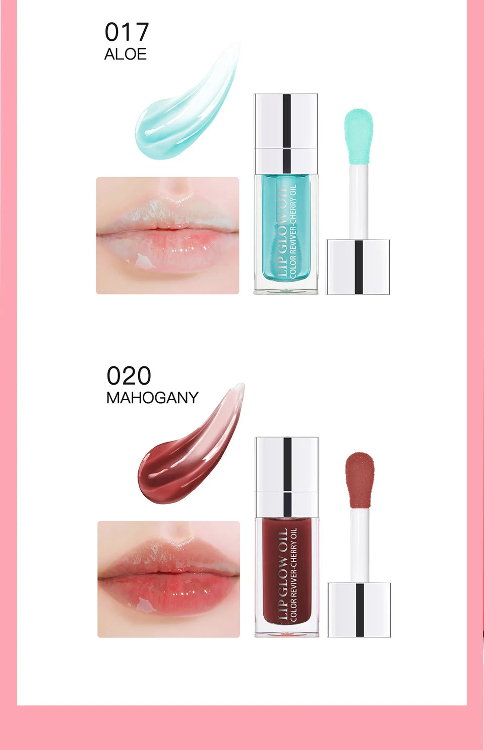 Baume à Lèvres Hydratant – Huile Gloss Originale, Soin des Lèvres, Repulpant et Exfoliant, Effet Rose et Brillant