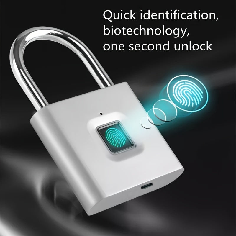 Cadenas Intelligent Compact à Empreinte Digitale – Étanche, Sans Clé, Rechargeable USB, Aluminium Léger – Idéal pour Bagages, Valises et Sacs à Dos