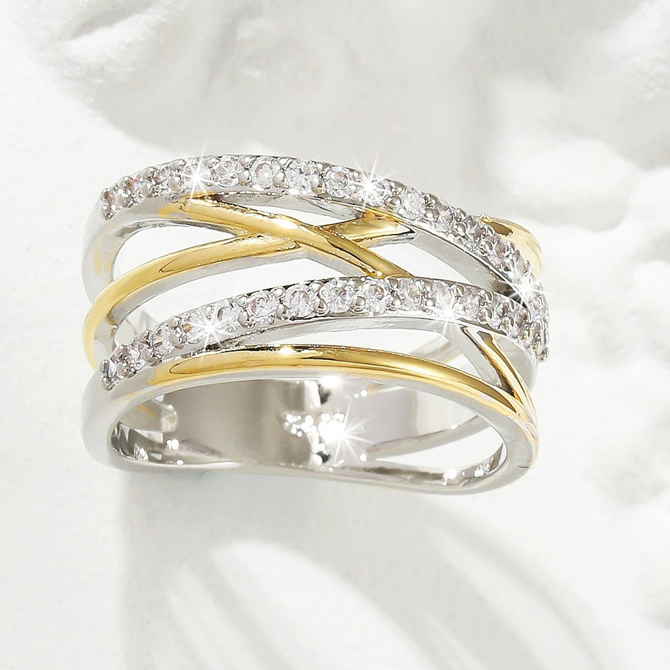 Bague Éternité Luxueuse en Zirconium – Plaqué Or 18K, Idéale pour Mariage, Fiançailles, Soirées, Cadeau pour Femmes et Filles