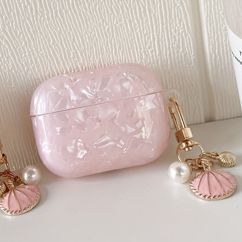 Coque Motif Coquillage Rose – Avec Pendentif Coquillage, Coque Protectrice Durable pour AirPods Pro 2, AirPods 1/2 et AirPods 3