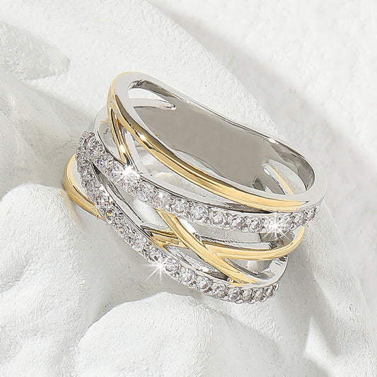 Bague Éternité Luxueuse en Zirconium – Plaqué Or 18K, Idéale pour Mariage, Fiançailles, Soirées, Cadeau pour Femmes et Filles