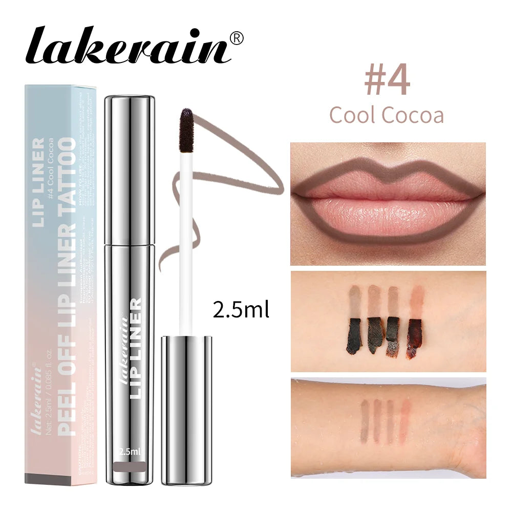 Crayon à Lèvres Effet Tattoo – Gloss Mat Longue Tenue, Résistant à l’Eau, Teinte Marron, Encre à Lèvres Pelable pour Contour Parfait