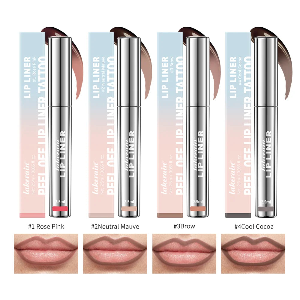 Crayon à Lèvres Effet Tattoo – Gloss Mat Longue Tenue, Résistant à l’Eau, Teinte Marron, Encre à Lèvres Pelable pour Contour Parfait