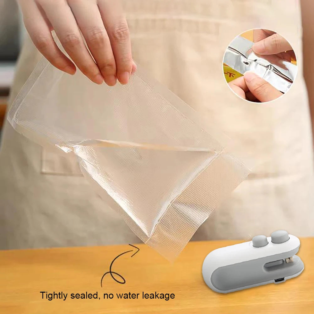 Mini Scelleuse de Sacs Portable – Appareil à Main Rechargeable 2-en-1, Scelle et Coupe Sacs Plastique pour Snacks et Aliments